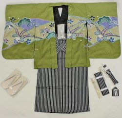 画像3: 七五三5歳着物袴15点セット 鶯色
