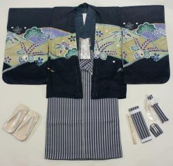 画像3: 七五三5歳着物袴15点セット 紺