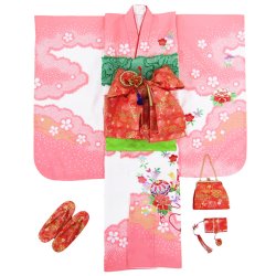 画像1: 七五三女の子7歳着物20点セット合繊