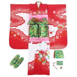 画像1: 七五三女の子7歳着物20点セット合繊