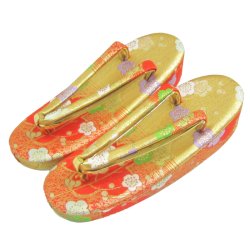 画像1: 七五三 ７歳草履(21cm)朱金