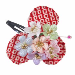 画像1: 七五三鹿の子絞り髪飾りkasi07