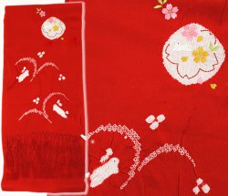 画像2: 七五三正絹絞り桜刺繍うさぎしごき