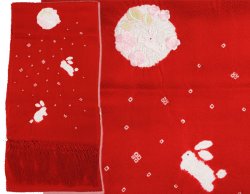 画像2: 七五三正絹絞り梅刺繍うさぎしごき