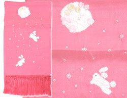 画像6: 七五三正絹絞り梅刺繍うさぎしごき