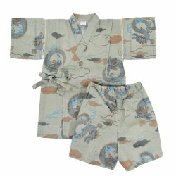 画像1: 男の子甚平90サイズ グレー