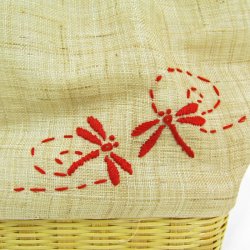 画像3: こどもカゴ付き刺繍麻巾着