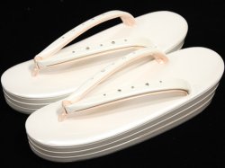 画像1: 三枚芯ラインストーン草履Fサイズ 白