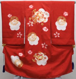 画像1: 女の子お宮参り着物　赤