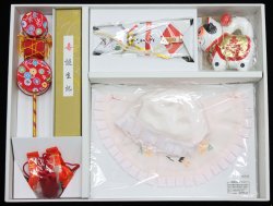 画像1: 女児お宮参り正絹フード7点セット(刺繍入り)