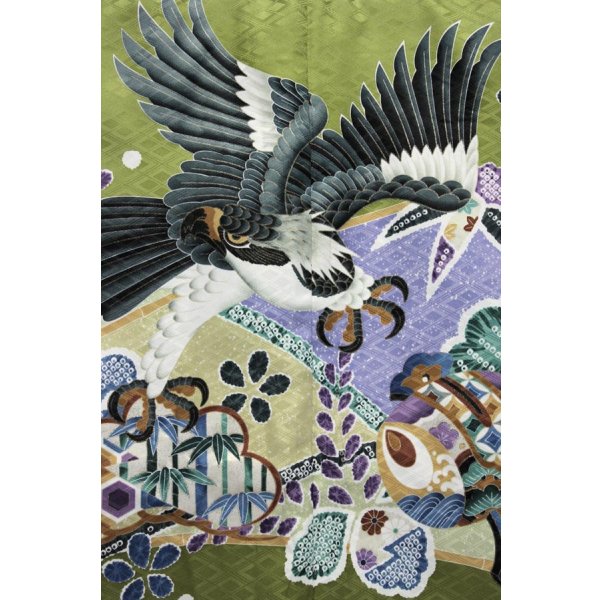 画像2: 七五三5歳着物袴15点セット 鶯色 (2)