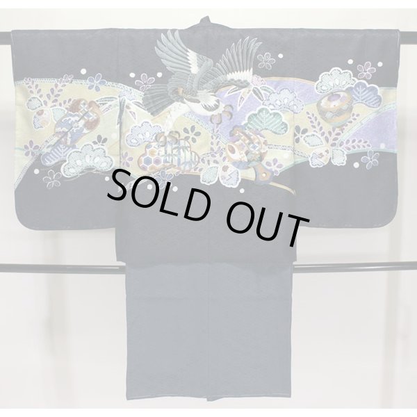 画像1: 七五三5歳着物袴15点セット 紺 (1)