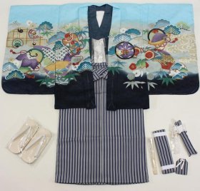 画像: 七五三5歳着物袴15点セット 水色