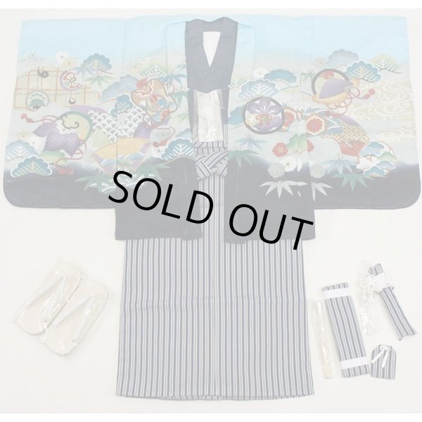 画像3: 七五三5歳着物袴15点セット 水色 (3)