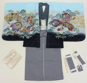 画像: 七五三5歳着物袴15点セット 水色