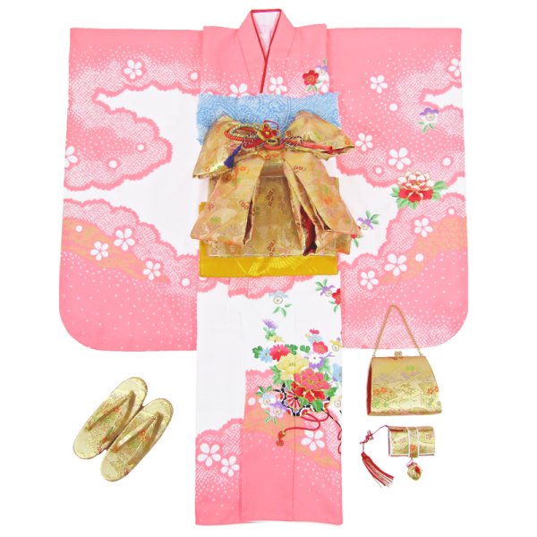 画像1: 七五三女の子7歳着物20点セット合繊 (1)