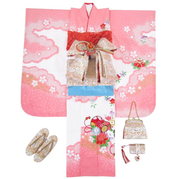 画像1: 七五三女の子7歳着物20点セット合繊 (1)