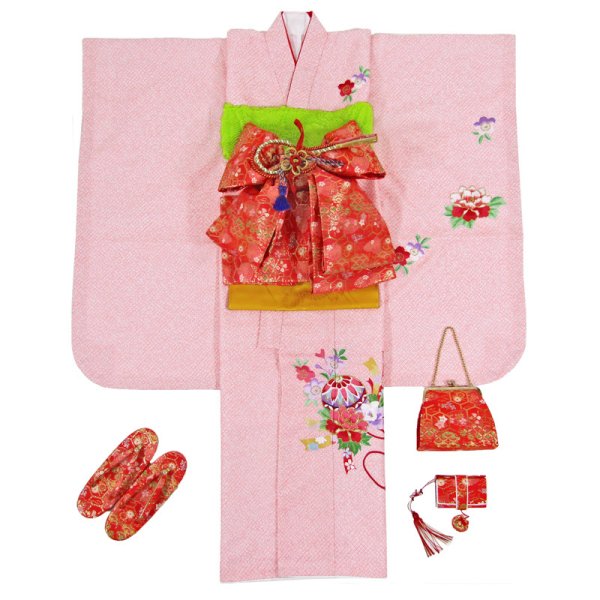 画像1: 七五三女の子7歳着物20点セット合繊 (1)