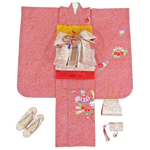 画像1: 七五三女の子7歳着物20点セット合繊 (1)