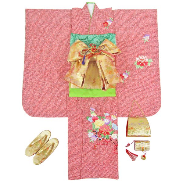 画像1: 七五三女の子7歳着物20点セット合繊 (1)