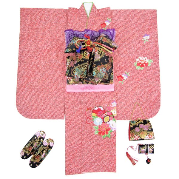 画像1: 七五三女の子7歳着物20点セット合繊 (1)