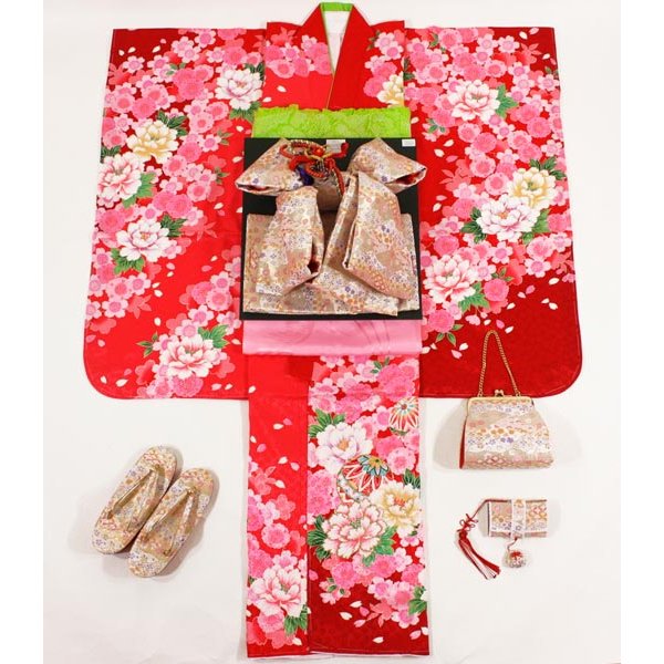 画像1: 七五三女の子7歳着物20点セット正絹 (1)