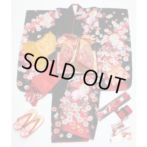 画像: 七五三女の子7歳四つ身刺繍入り着物20点セット正絹