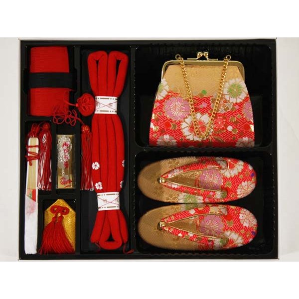 画像1: 七五三高級箱セコ７点セット3歳用(草履18cm) (1)