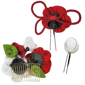 画像: 髪飾り 椿コーム3点セット