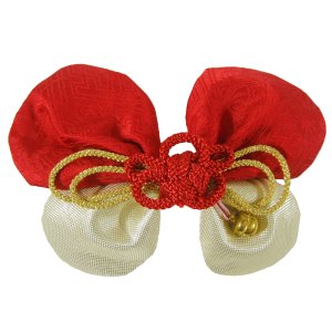 画像: 七五三鈴付きリボン髪飾りkasi08