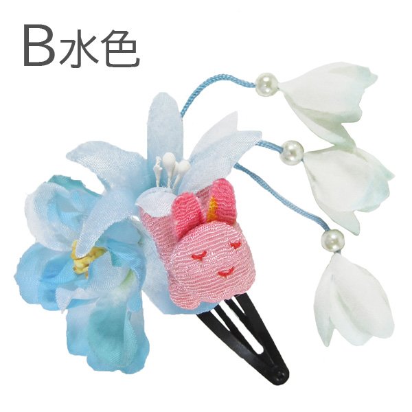 画像10: こども用ウサギ付きフラワー髪飾り (10)