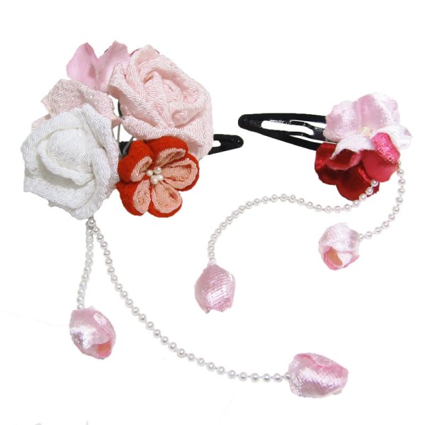 画像1: 女の子七五三髪飾り2点セット (1)