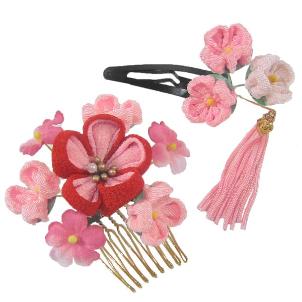 画像1: 女の子七五三髪飾り2点セット (1)