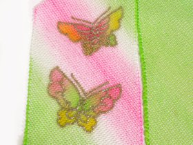 画像: 七五三正絹おびあげ 黄緑 蝶
