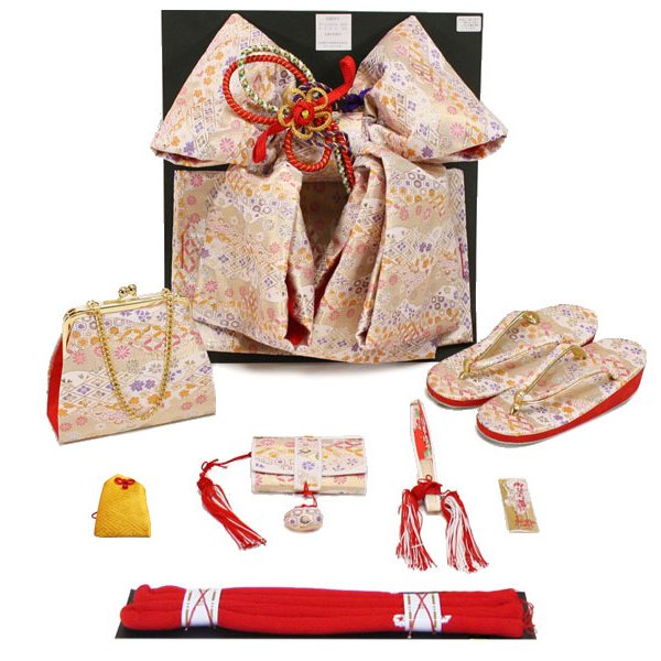 画像1: 七五三 ７歳用結び帯＋箱せこセット (1)