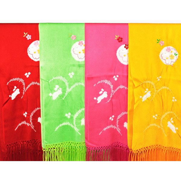 画像10: 七五三正絹絞り桜刺繍うさぎしごき (10)