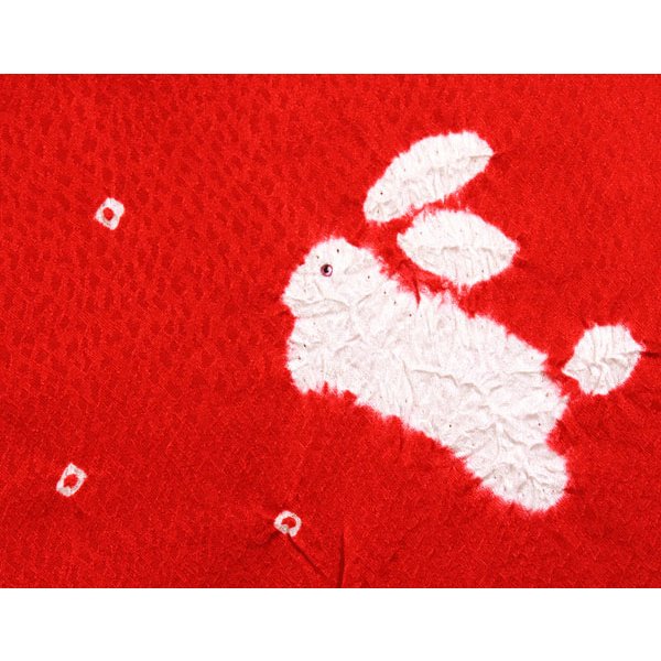 画像3: 七五三正絹絞り梅刺繍うさぎしごき (3)