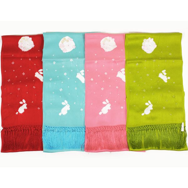 画像10: 七五三正絹絞り梅刺繍うさぎしごき (10)