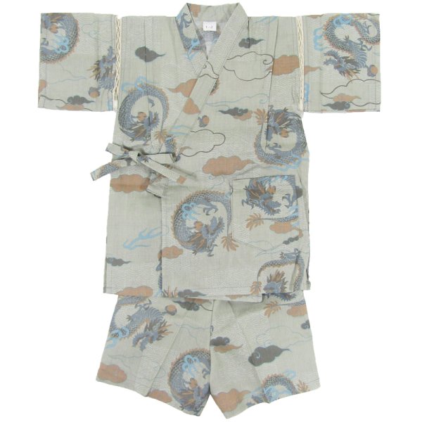 画像2: 男の子甚平90サイズ グレー (2)