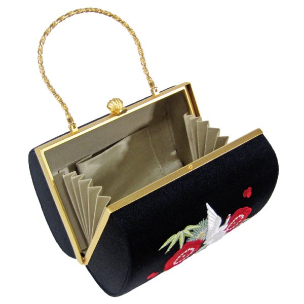 画像4: 鶴松竹梅刺繍入り和装バッグ (4)