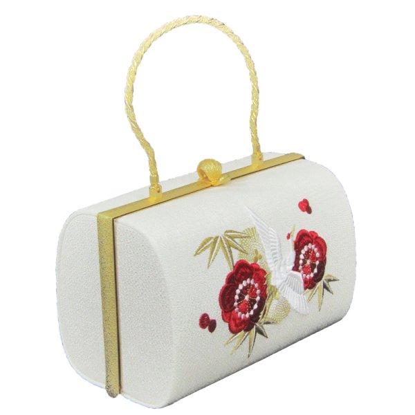 画像9: 鶴松竹梅刺繍入り和装バッグ (9)