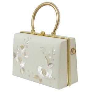 画像: 山茶花刺繍入り和装バッグ