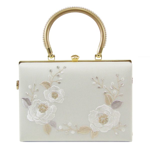 画像3: 山茶花刺繍入り和装バッグ (3)