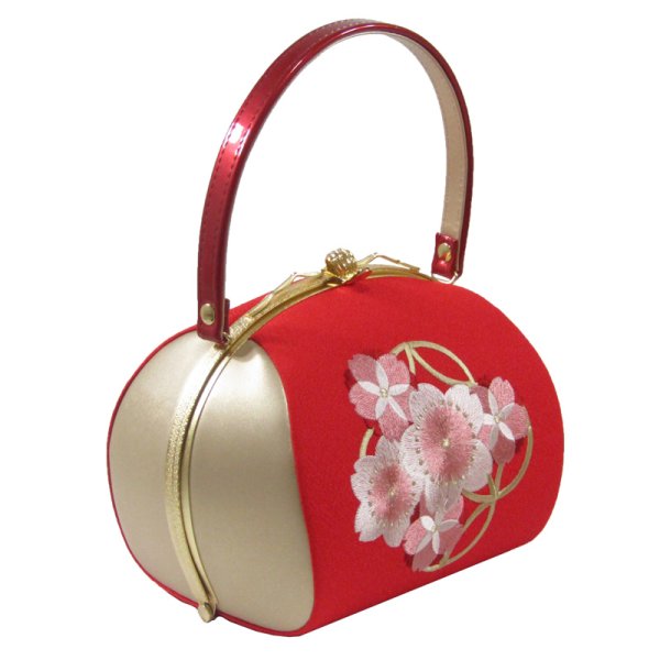 画像6: 七宝桜刺繍入り和装バッグ (6)