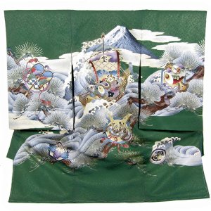 画像: 男の子お宮参り着物（宝船 緑）