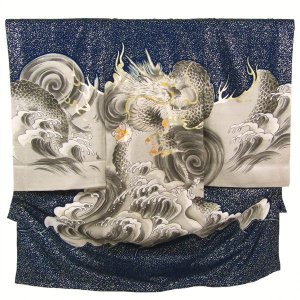 画像: 男の子お宮参り着物（龍 紺）