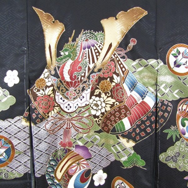 画像2: 男の子お宮参り着物（兜 黒） (2)