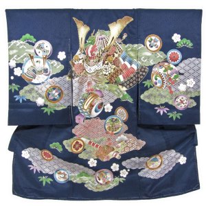 画像: 男の子お宮参り着物（兜 紺）