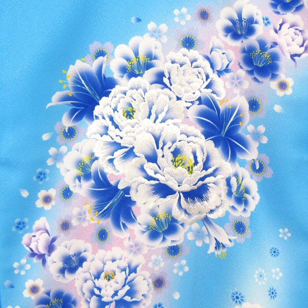 画像2: 女の子お宮参り着物 ポリエステル 水色 (2)