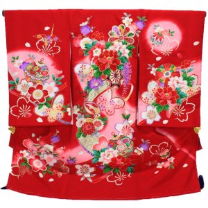 画像: 女の子お宮参り着物　赤